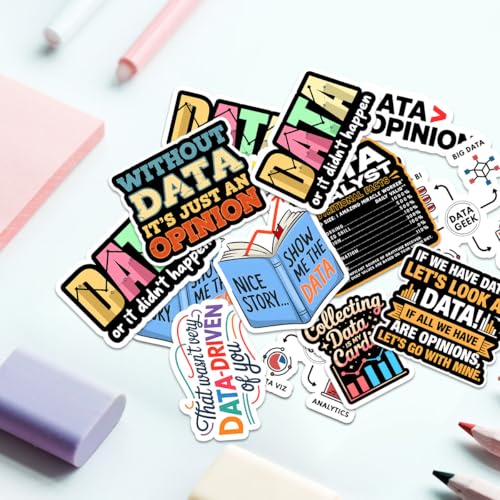 10Pcs Funny Data Analyst Stickers for Water Bottle, Notebook Without Data It’s Just an Opinion, Show Me The Data, Waterproof Vinyl Stickers for Data Nerds, Spreadsheet Lovers (Normal, 3 Inch FBA)