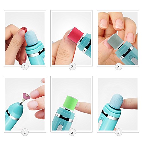 LOHOME Portable Electric Nail Drill - 9 in 1 Nail File Kit Grinder Manicure Machine Battery-operated Nails Portable Salon Machine for Nail Polishing Grinding