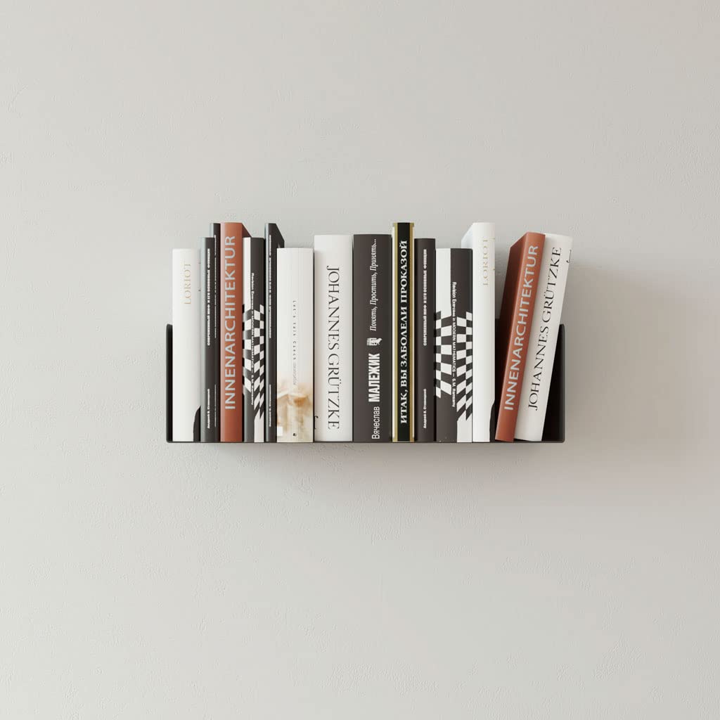 Juego de 6 Estantes Metálicos Flotantes de Pared | Longitud: 45 cm | Estantería Ideal para organización de Libros y Cocina | Acero Lacado al Horno | Fabricado en España (White)