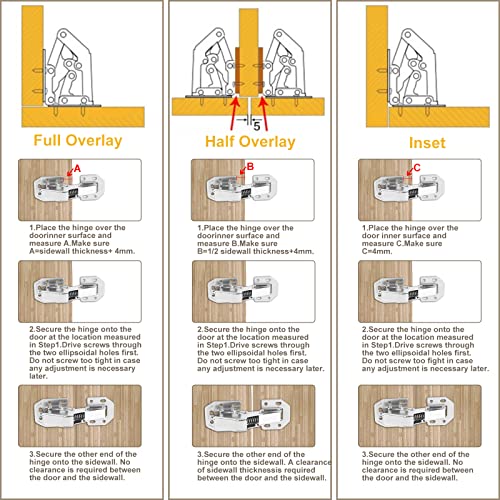 EFUTURETIME 4 x Cerniere Mobili Cerniere per Ante