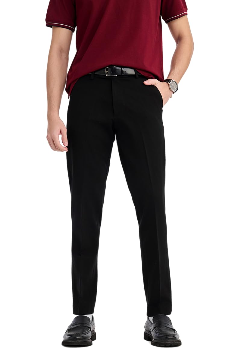 snitch Men Formal Trousers | Slim Fit Mid Rise Design with Plain Front & Tapered Cuffs | Premium Viscose Blend Fabric for Office & Club Wear-picture-37