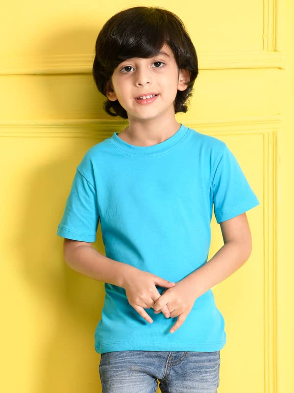 Image of Nusyl Boys Half Sleeves Solid T-Shirt for Kids | Soft Cotton Blend | Comfortable Regular Fit | Casual 2-16 Years | Multiple Colors & Pack Options
