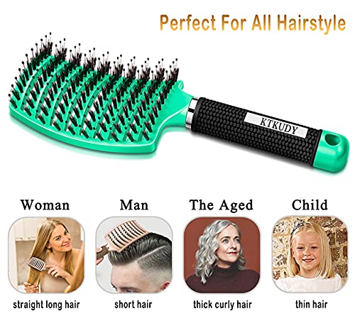 Ktkudy Detangling Brush Boar Bristles Hair Brush Make Hair Shiny & Healthier Curved And Vented Detangler Brush For Women Men Kids Wet & Dry Hair thumb #4
