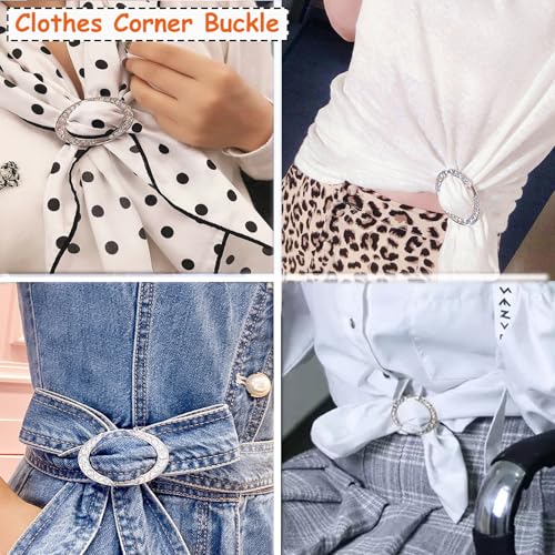 Image of WULI PEACH Silk Scarf Ring Clip Buckle, Crystal Rhinestone Oval Buckles Scarf Jewerly Rings and Slides for Neckerchief (Oval shape 2)