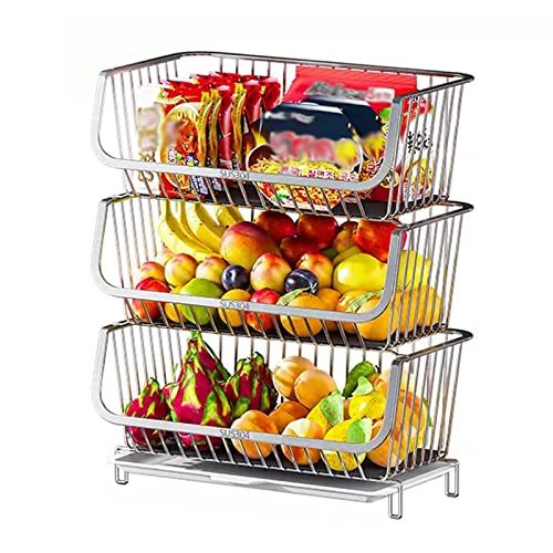 Organizador de alambre metálico de 2 niveles para verduras, frutas y aperitivos