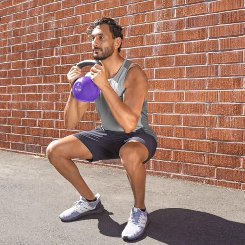 Image of ProsourceFit Vinyl Coated Cast Iron Kettlebells for Full Body Fitness Workouts