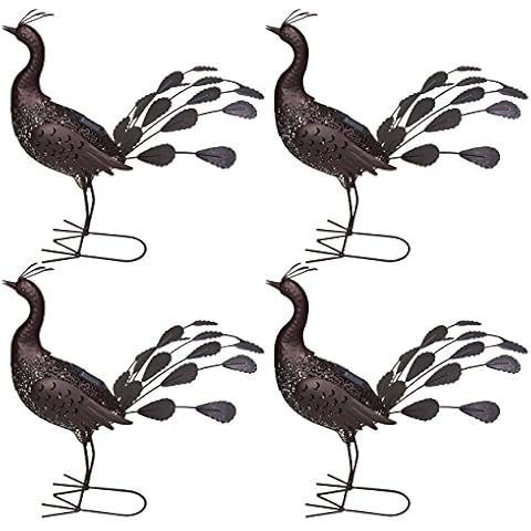 Oakland Living AZ650264-PEACOCK-4-HB Peacock Animal Solar Light Statue, Hammer Tone Bronze Cover