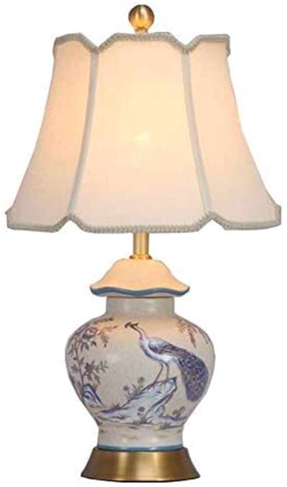 SGKOMN Table Lamp Ceramics Lamps Bedside Lamp Fabric Lampshade E27 Lighting Art Deco