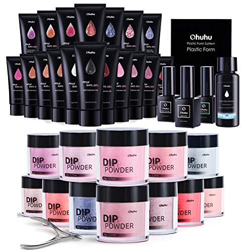 Ohuhu 18Color Poly Gel Kit Mix Series + 12Colors Dipping Powder Kit