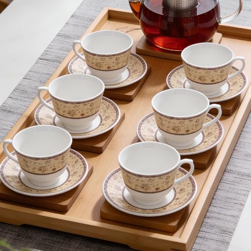 Image of U.P.C. Toughened Glass Cup with Saucer Set of 12 Pcs (S-Cup White20)