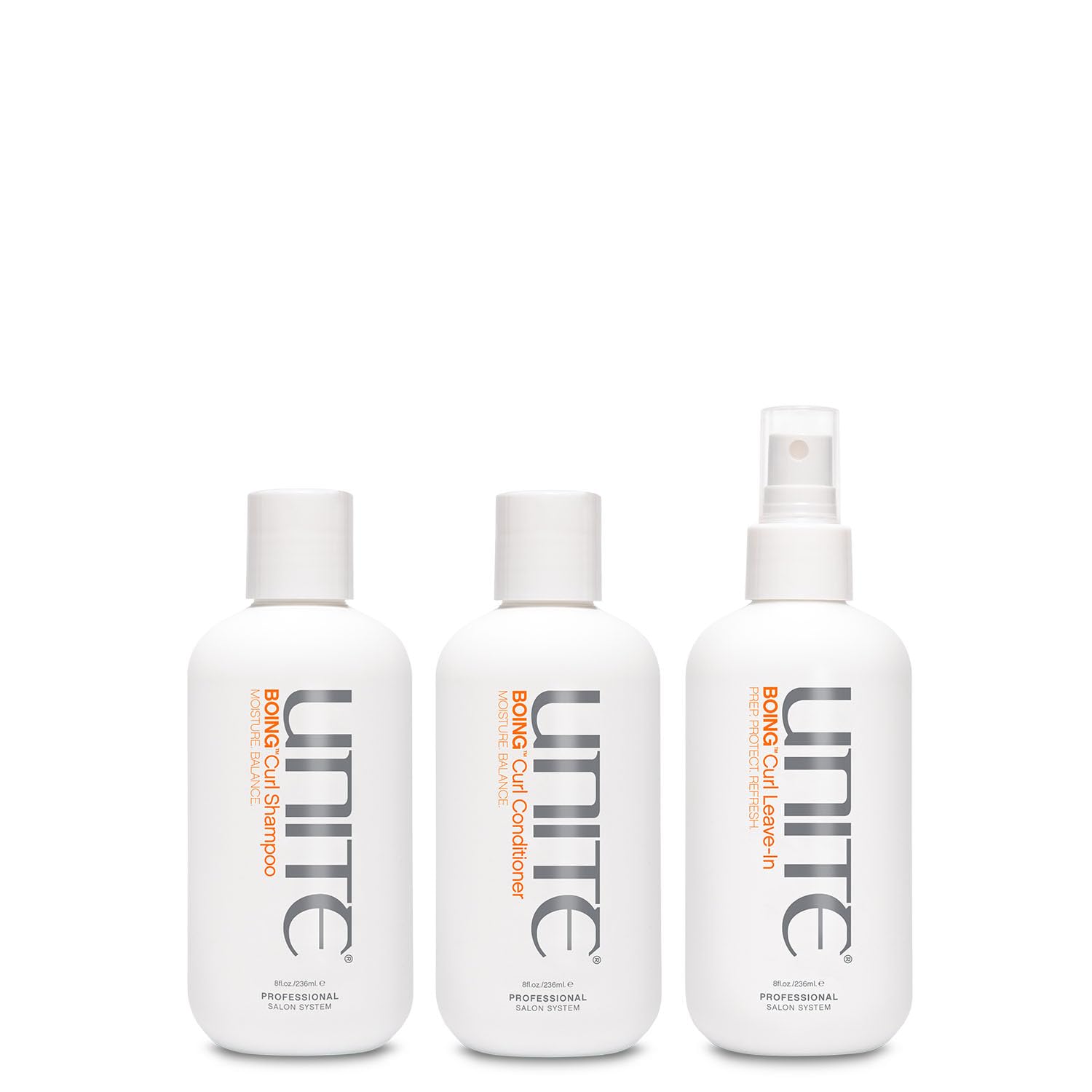 UNITE Hair BOING Curl Shampoo, Conditioner & Leave-In Spray | Enhances Curls | Detangles | 8 fl oz Each