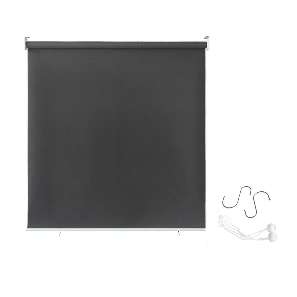 AUFUN Außenrollo Balkon Outdoor Rollo Wetterfest 140 x 140 cm Outdoorrollo Sonnenschutz Balkonrollo UV Schutz, Reflektierende Thermofunktion für Fenster & Türen, Anthrazit