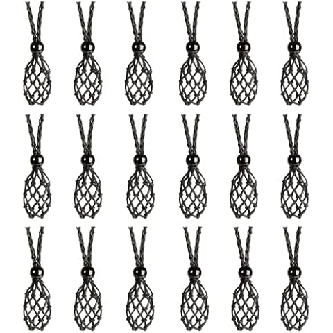 VNVETYTO 18 PCS Crystal Cage Necklace Holder Necklace Cord Empty Stone Holder Replacement Hand-Woven Necklace Cord with Adjustable Length (Black) Cover