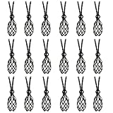 18 PCS Crystal Cage Necklace Holder Necklace Cord Empty Stone Holder Replacement Hand-Woven with Adjustable Length (Black)