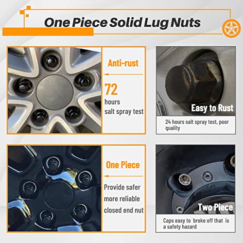 Image of MIKKUPPA 20PCS M12x1.5 Lug Nuts - Replacement for 2006-2019 Ford Fusion, 2012-2018 Focus, 2001-2019 Escape Aftermarket Wheel, 13 /16 inch 22 mm Hex, Black One Piece Tire Nuts