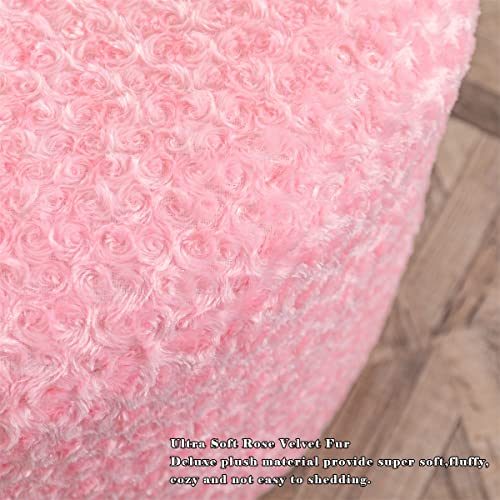 Storage Bean Bag Chair Cover (No Filler) Zipper Bean Bag Chair Cover Living Room Furniture 31X20 Inch Soft Washable Plush Fiber Adult Beanbag Chair Fuzzy Fur Cover No Filling (Pink) #TOP5