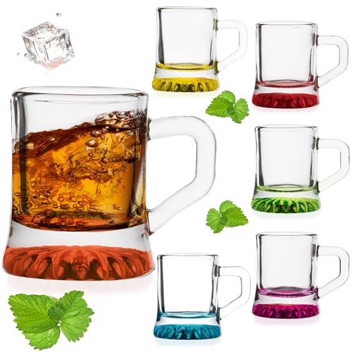 Juego de 6 vasos de chupito con asa, 3 cl