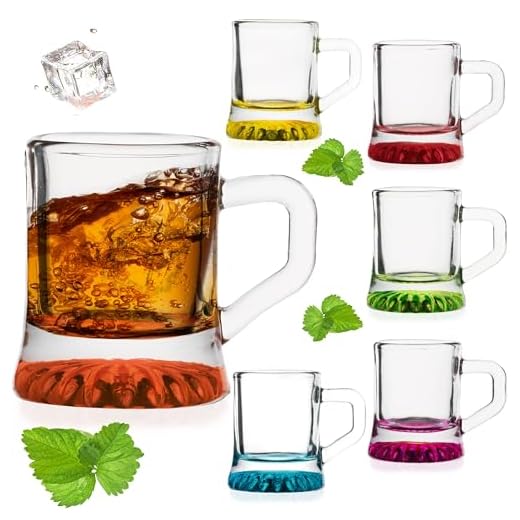 Juego de 6 vasos de chupito con asa, 3 cl