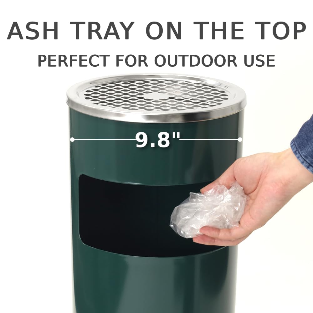 Japard Outdoor Ashtray Trash Can, Stainless Steel Garbage Can, Round Commercial Waste Bin Container Receptacle for Office, Hotel Gold