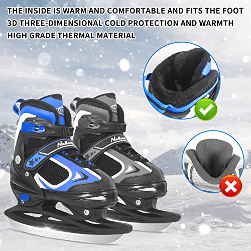 Nattork Adjustable Ice Skates Shoes For Toddlers And Kids, Soft Padding And Reinforced Ankle Support Ice Black Hockey Skates For Outdoor And Rink 10C 11C 12C 13C #TOP2