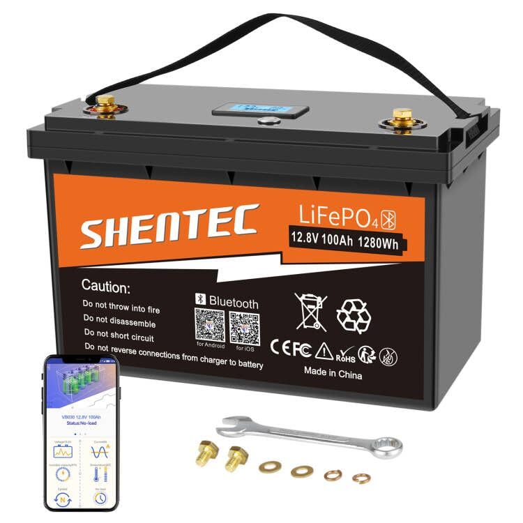 LiFePO4 12V 100Ah Bluetooth-Funktion Lithium Batterie, Wiederaufladbarer Lithium Eisenphosphat Akku Mit 100A BMS, Niedertemperaturschutzbatterie FüR Bootsmotor, Wohnmobil, Marine, Solar
