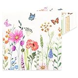 60 Stück Servietten Frühling & Servietten Ostern, Bunte Servietten Blumen & Schmetterling Motiv, 33x33cm Papierservietten 2-lagig für Tischdeko, Party & Feier, Saugfähig & Weich