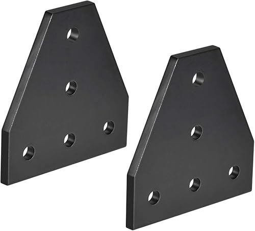 uxcell Placa de unión exterior en forma de T, 2.362 in x 2.362 in x 0.157 in con soporte de junta de 5 agujeros para perfil de aluminio 2020, 2