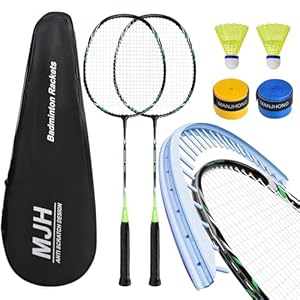 Manjhong T50 Schwarz Badminton Set mit 2 Schlägern