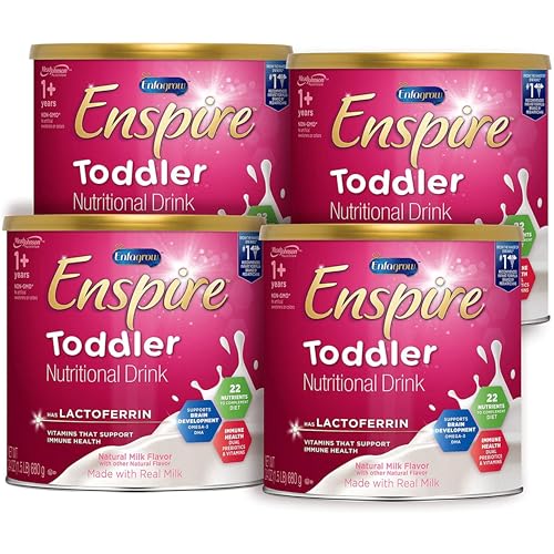 Enfagrow Enspire Toddler Nutritional Drink Immune-Supporting Lactoferrin and Brain-Supporting DHA Natural Milk Flavor 24 Oz Can (Pack of 4)
