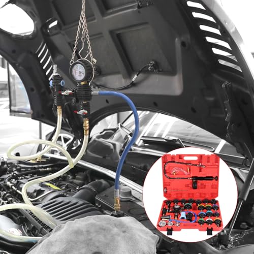 Knpwer 28 TLG Kühlsystemtester Kühlerabdrückgerät,Kühler Druck Prüfung,Abdrückgerät Kühlsystem,Kühlsystem Abdrückgerät Tester, Kühlsystem Abdrück Satz,Tester abdrücken