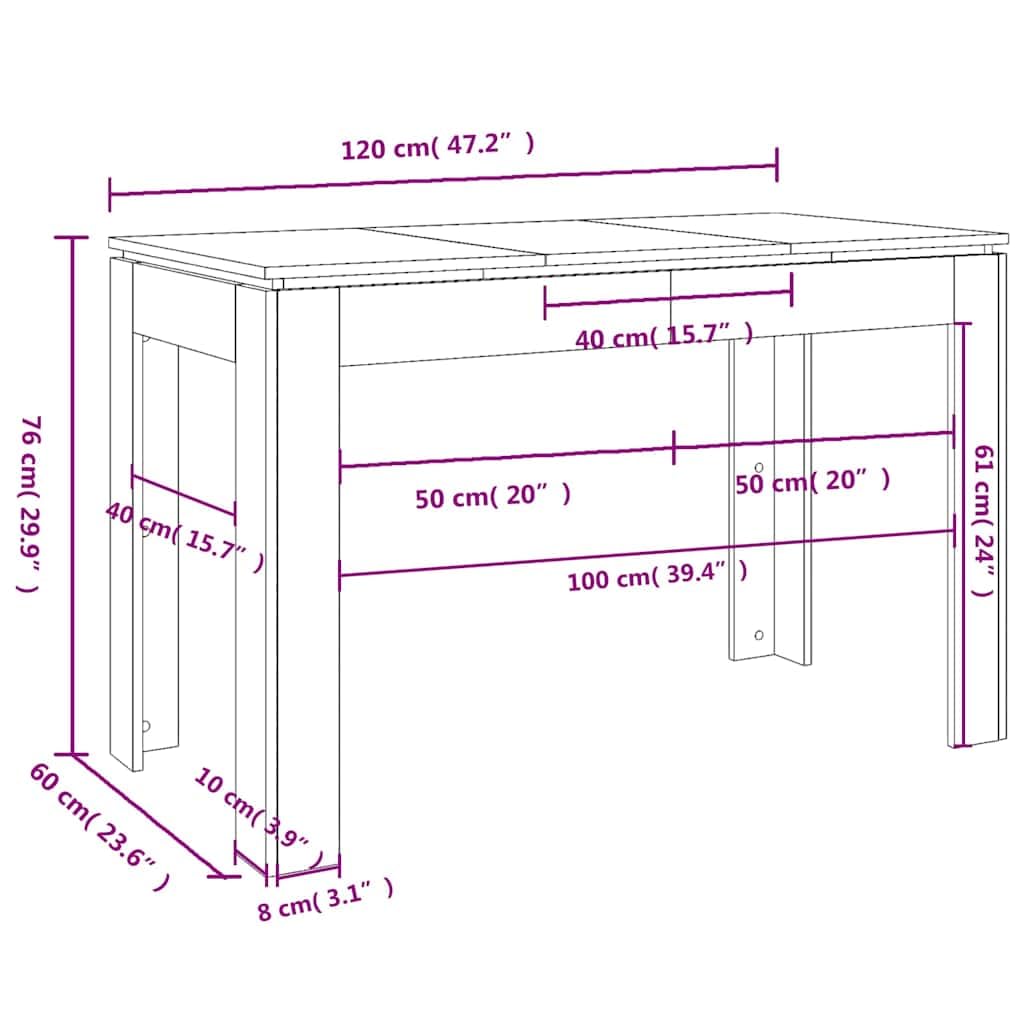 Stół do jadalni z materiału drewnopochodnego, wygląd starego drewna, 120 x 60 x 76 cm, stół bistro ze stabilnym blatem, możliwość rozszerzenia do kuchni, jadalni, restauracji lub bistro w
