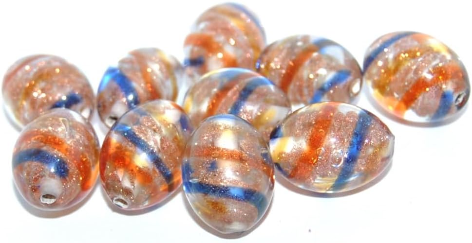 10 pcs Lampwork Handmade Beads 12 mm, F (-F), Glass, Czech Republic