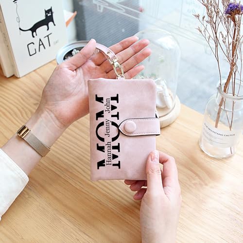 Personalized Gifts for Mom - Custom Womens Wallet with Names, Gifts for Mothers Day Mom Birthday - Customized Ladies Wristlet Wallet Coin Purse Bifold Cards Holder, Black3