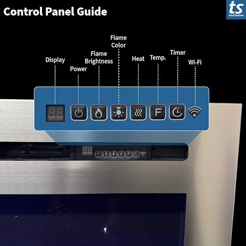 Miniatura 4 de Touchstone Sideline Deluxe - Chimenea eléctrica inteligente dorada, 60 pulgadas de ancho, habilitada para AlexaWiFi, empotrada en pared, 5 ajustes