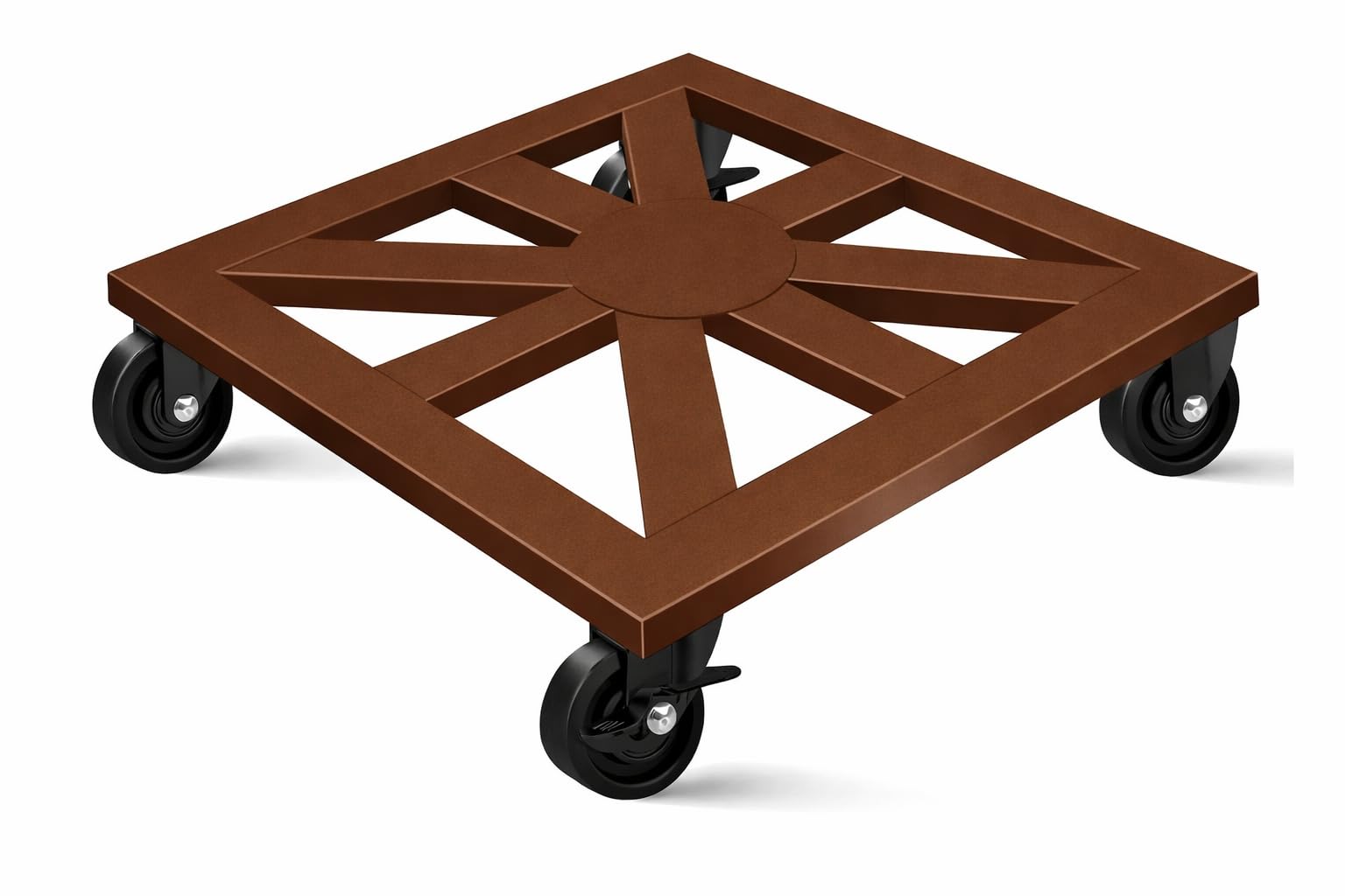 59202 Plant Caddy with Wheels, 16'' Metal Rolling Plant Stand Square Plant Dolly with Iron Lockable Casters Heavy Duty Pot Mover Rollers, Holds up 400 Lbs Planter - Brown-picture-27
