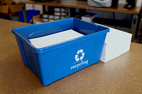 Recycling Rules Low-Profile 3 Gallon Deskside Recycling Bin Container, Perfect For Office Paper And Home Recycling, Eco-Friendly Bpa-Free, In Blue, 4-Pack #TOP1
