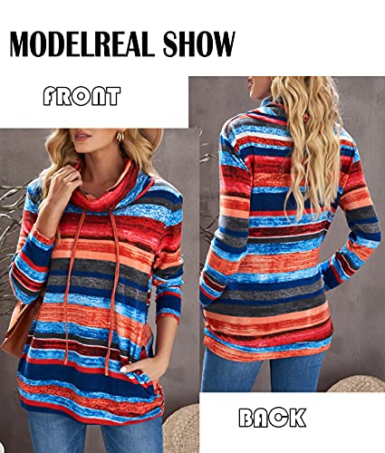 Aleumdr Felpa Donna Pullover Righe Autunno Inverno...