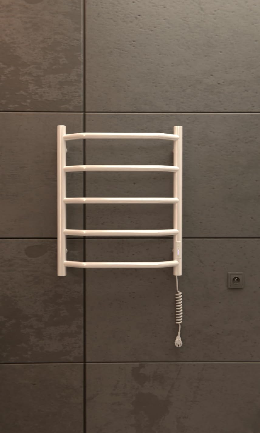 Elna Scaldasalviette Bianco - 45W - 500x420mm - Elettrico per tutti i giorni e la famiglia - Compatto, facile da pulire e sicuro - Con timer, termostato ed Eco - IP44 - Acciaio inossidabile
