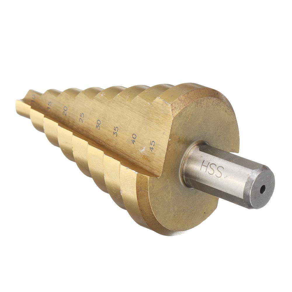 Broca escalonada de 10-45 mm Hss Paso de titanio o nitruro Recubrimiento de cono Broca de taladro - Oro