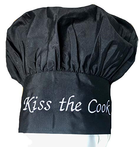 Kiss The Cook Black Chef Hat Fully Adjustable Great Gift