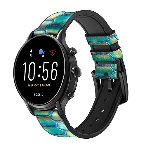  Innovedesire Green Snake Scale Graphic Print Cinturino in Pelle Smartwatch per Fossil Hybrid Smartwatch Nate, Hybrid HR Latitude, Hybrid Smartwatch Machine Taglia (24mm)