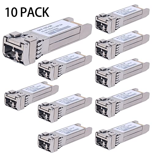 Image of 10Pack 10GBase-SR SFP+ Transceiver, SFP Multi-mode LC Module, 10G 850nm MMF up to 300 Meters, Compatible with Cisco SFP-10G-SR,Meraki MA-SFP-10GB-SR,Ubiquiti UF-MM-10G,Mikrotik,Netgear,D-Link and More