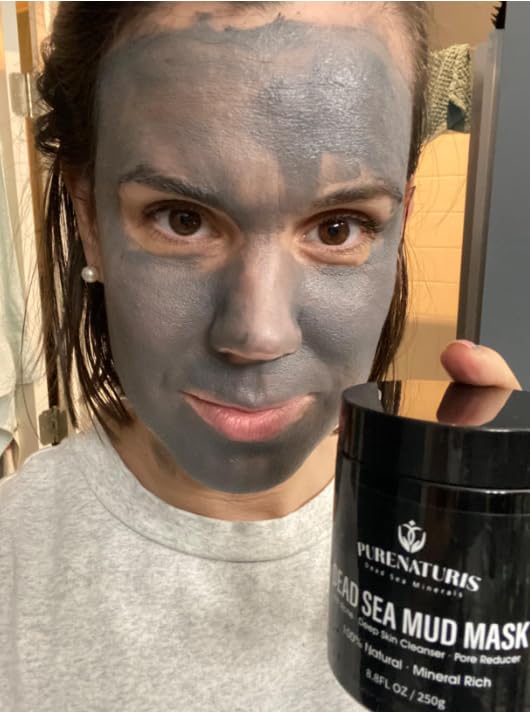 Miniatura 6 de PureNaturis Máscara orgánica de barro del Mar Muerto para cara y cuerpo, minimizador de poros de calidad de spa premium para acné, puntos negros,