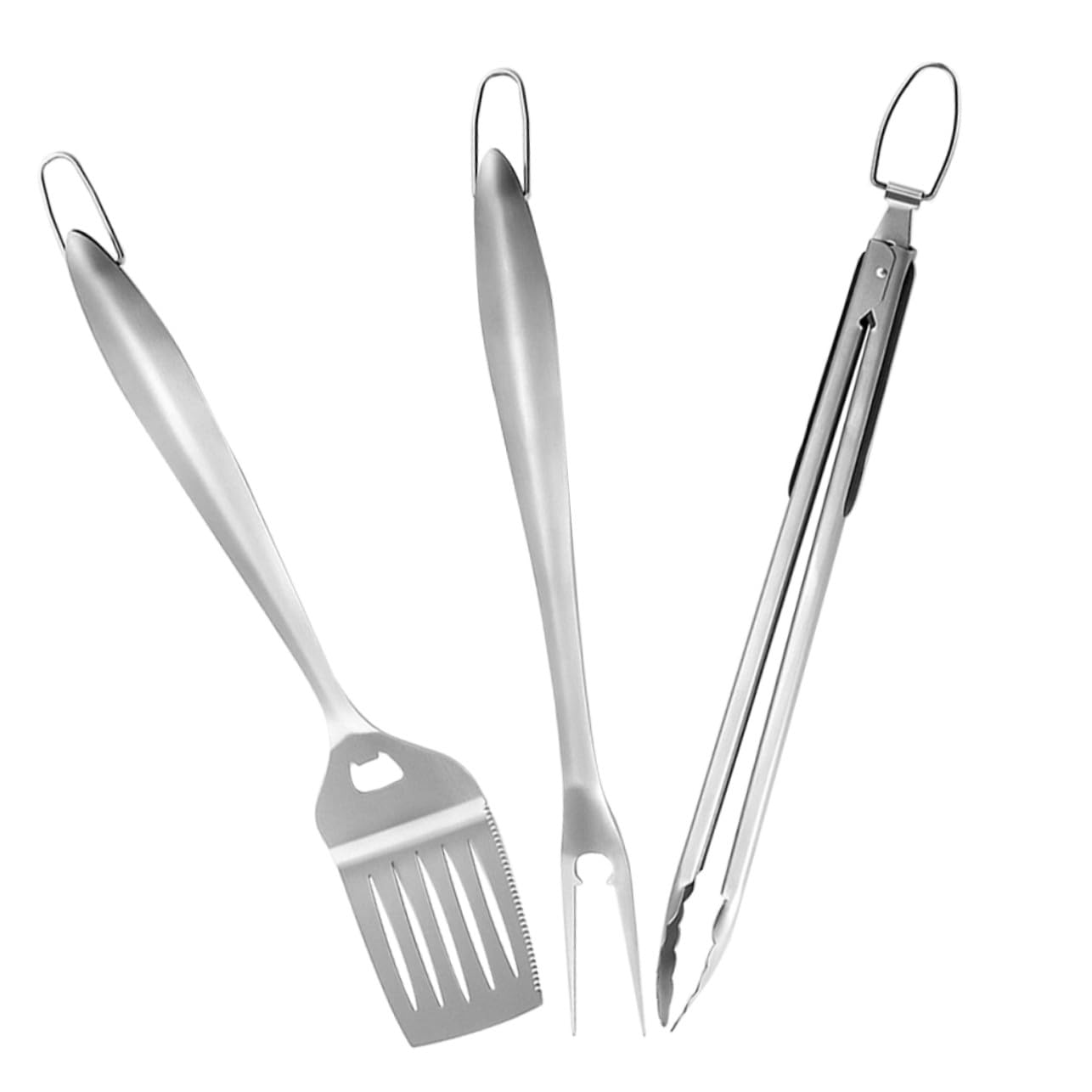 Hemobllo Outils de Barbecue Acier Inoxydable Kit de Pince Fourchette et Spatule pour Grillades Extérieures Fournitures de Barbecue Portables