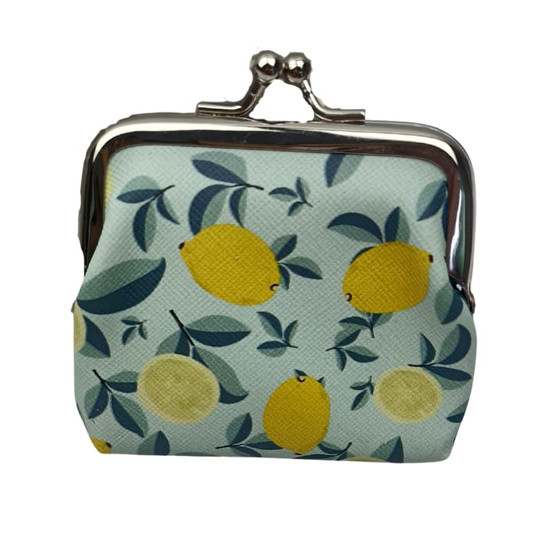 Print Coin Purse kiss Lock mini Wallet Small Change Holder Card Pouch for Women | Lemon Color-image-25