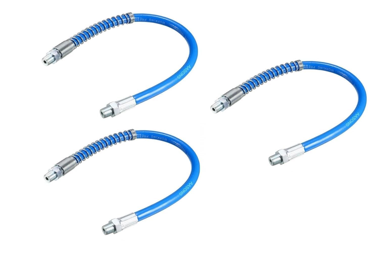 AASONS 24" Grease Gun Hose with Zinc Plated Steel End Connection | Use in Tight Spaces with Hand Operated Grease Guns | Highly Flexible With Spring | Thermoplastic Construction | 10000 PSI (Pack Of 3)-image-41