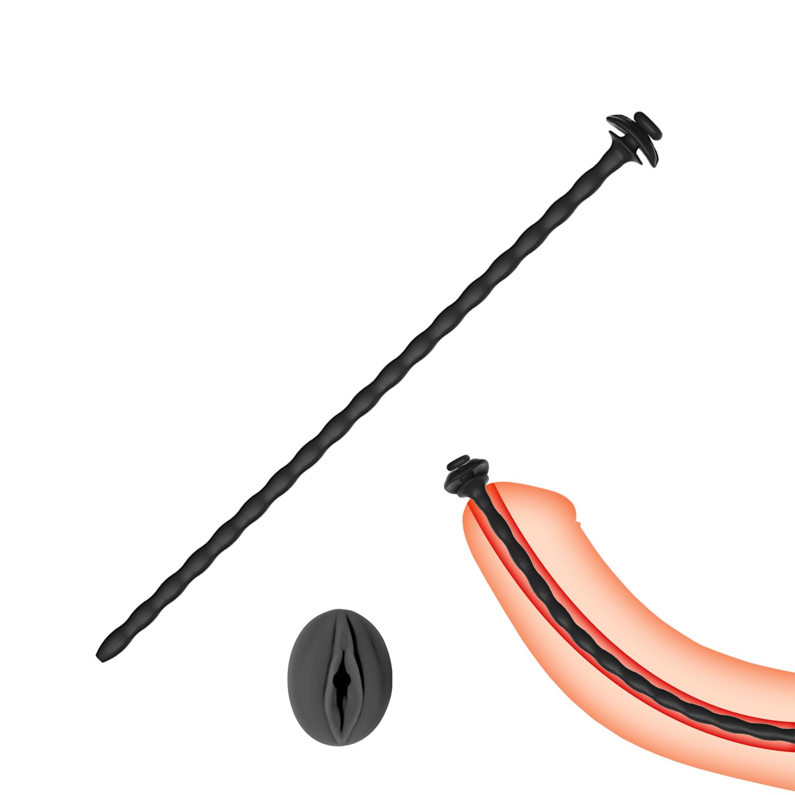 Plug Per Pene Per Gabbia Di Castità Plug Uretrale Cavo Dilatatori Cateteri in Silicone Massaggiatori Prostatici Stimolatori Sex Toy Maschili (L,1)