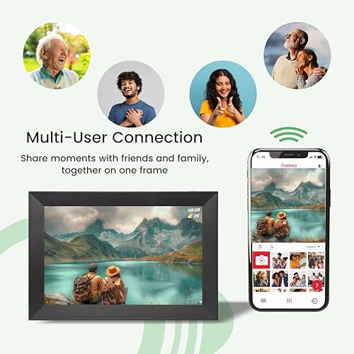 Image of Avyona 10.1 inch Smart WiFi Digital Photo Frame | HD IPS Touchscreen | 32GB Storage | Frameo App for Instant Wireless Photo & Video Sharing | Auto-Rotate | Ideal Gift for Family & Friends - Raven Black