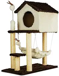 Arranhador Para Gatos Casa E Playground Torre Andares Com Rede(Cappuccino)