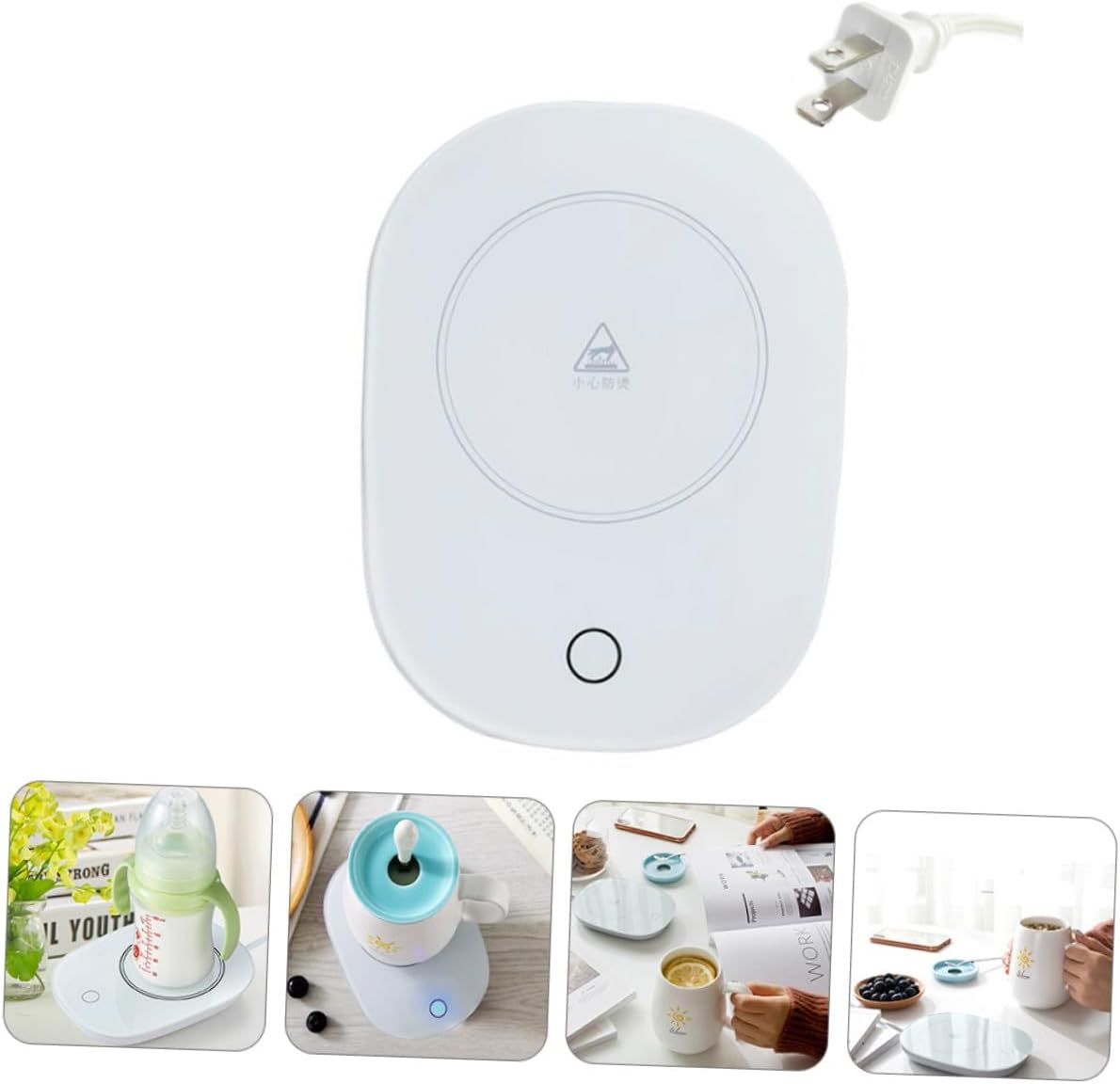 TIDTALEO Temperature-Controlled USB Coffee Mug Warmer with Tempered Glass Panel Anti-Splash Heating Pad for Desk Portable White Cup Heater for Tea Milk and Water Random Color